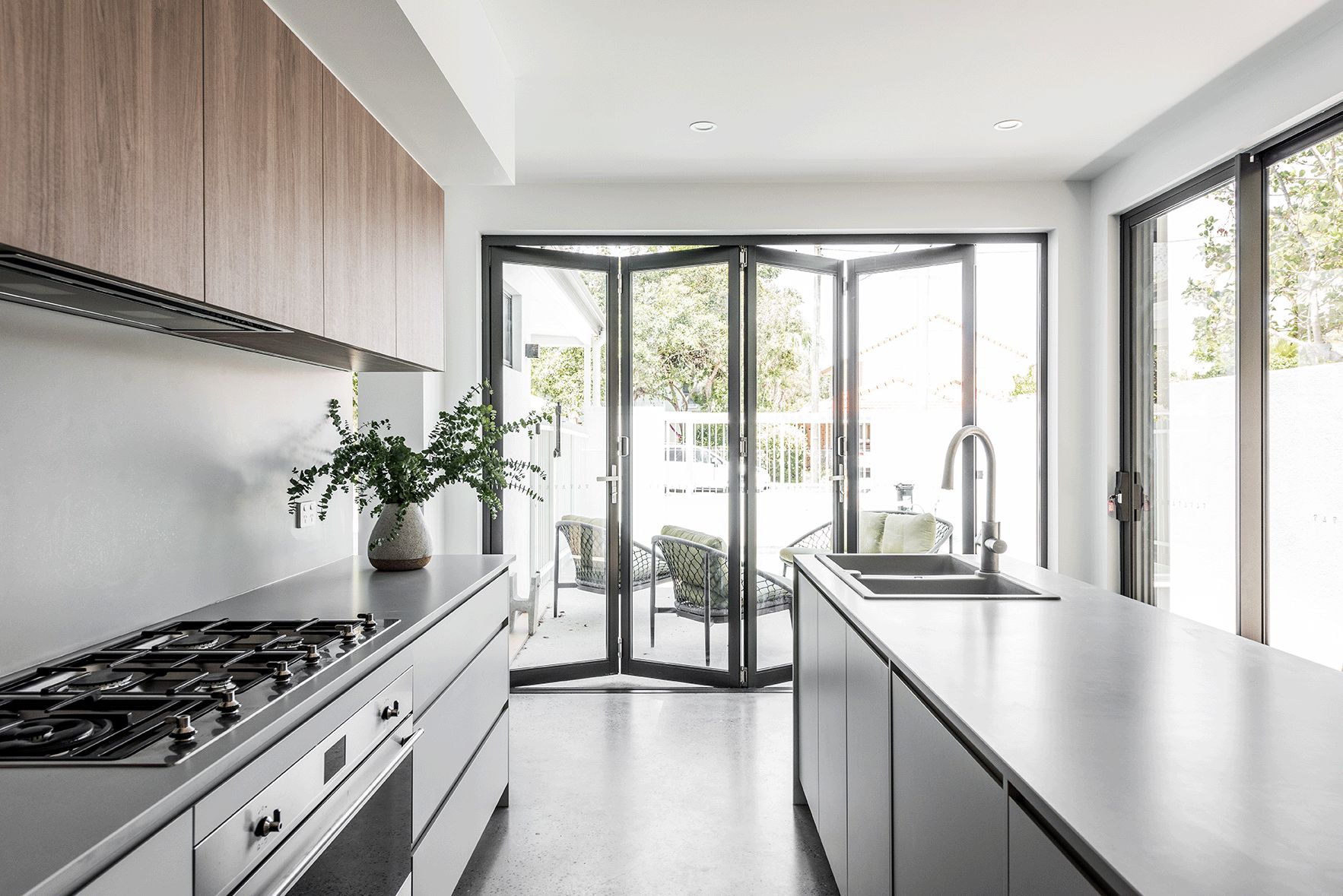 Modern kitchen with bi fold doors