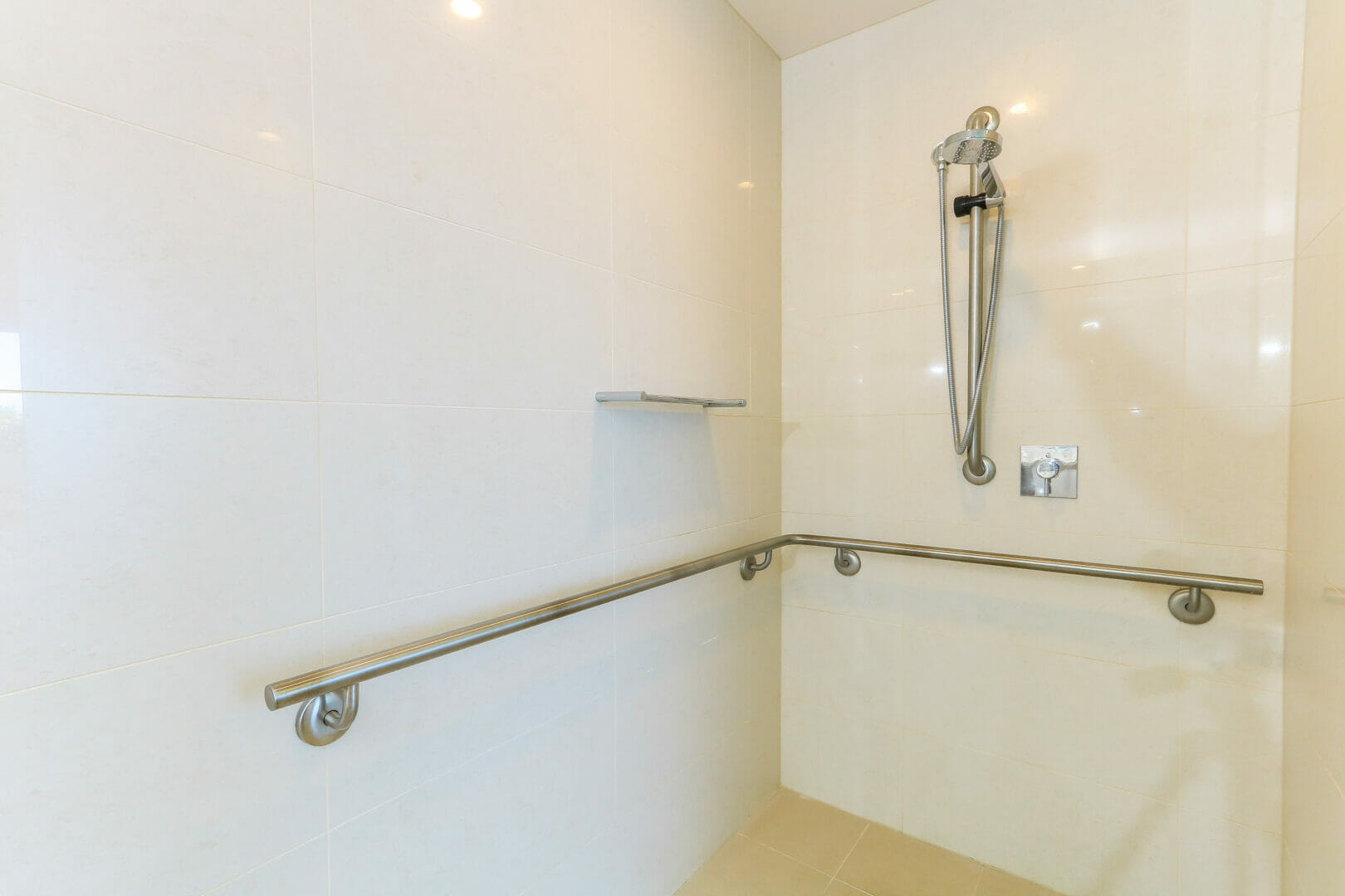Accessible bathroom with shower rails